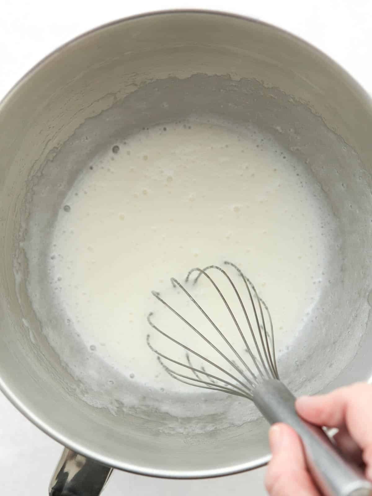 Mixing the meringue